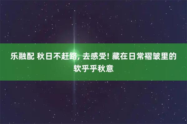 乐融配 秋日不赶路, 去感受! 藏在日常褶皱里的软乎乎秋意